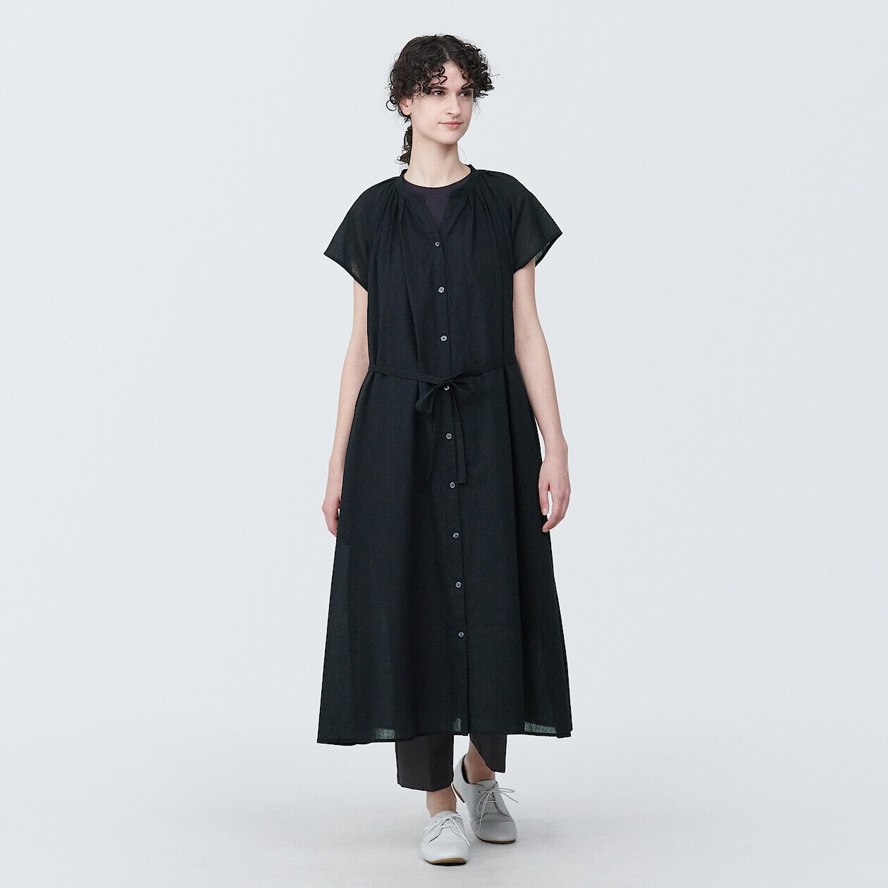 Shop High Twisted Veil French Sleeve Dress online | Muji UAE